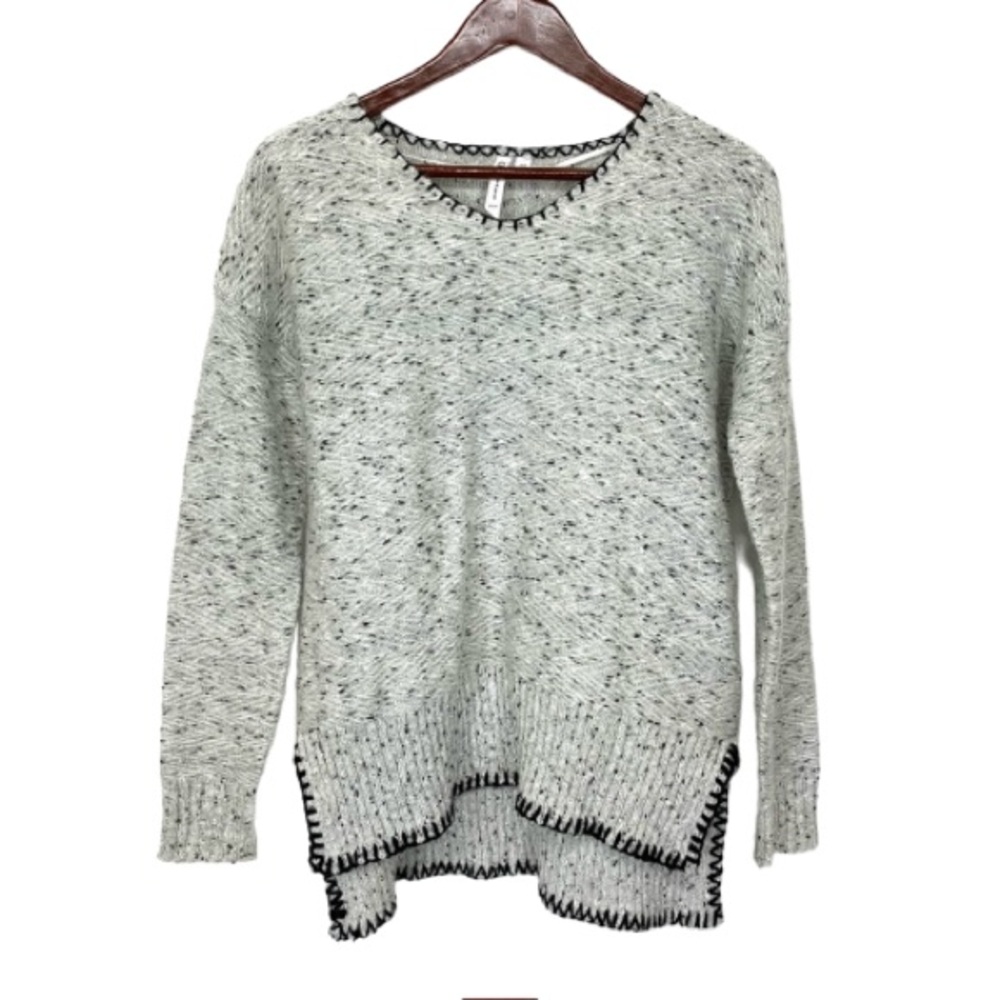 Cable & Gauge Winter Confetti Whipstitch Step Hem Fuzzy Knit Sweater Size XS